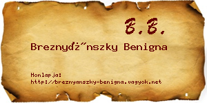 Breznyánszky Benigna névjegykártya